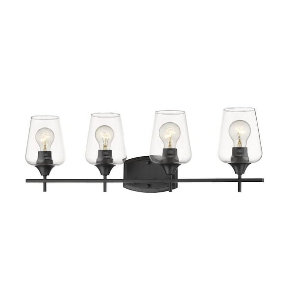 Z-Lite Joliet 4 Light Vanity, Matte Black & Clear 473-4V-MB - main